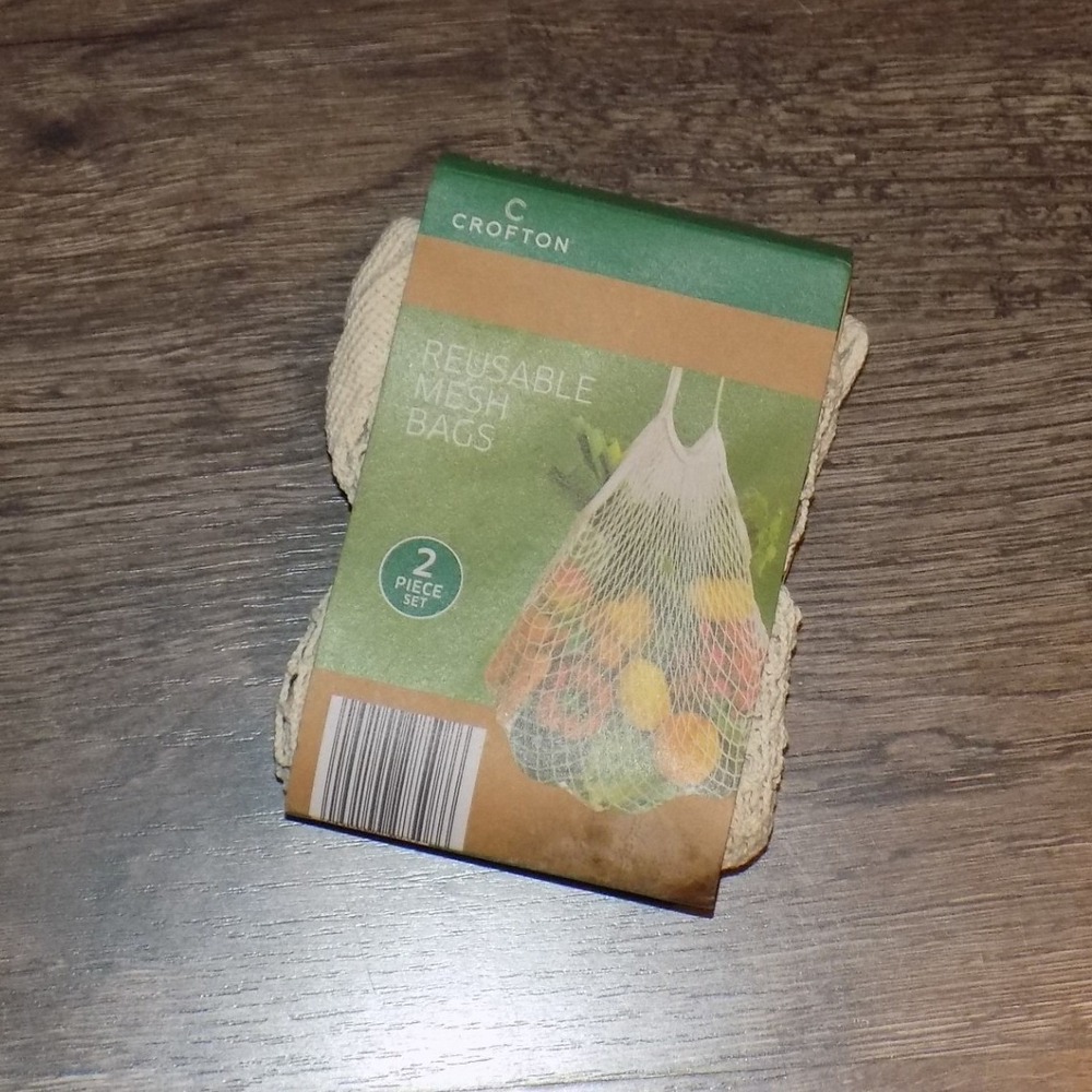 Crofton Reusable Mesh Bags 2‎ Piece Set Cream New Eco Friendly Produce Shopping